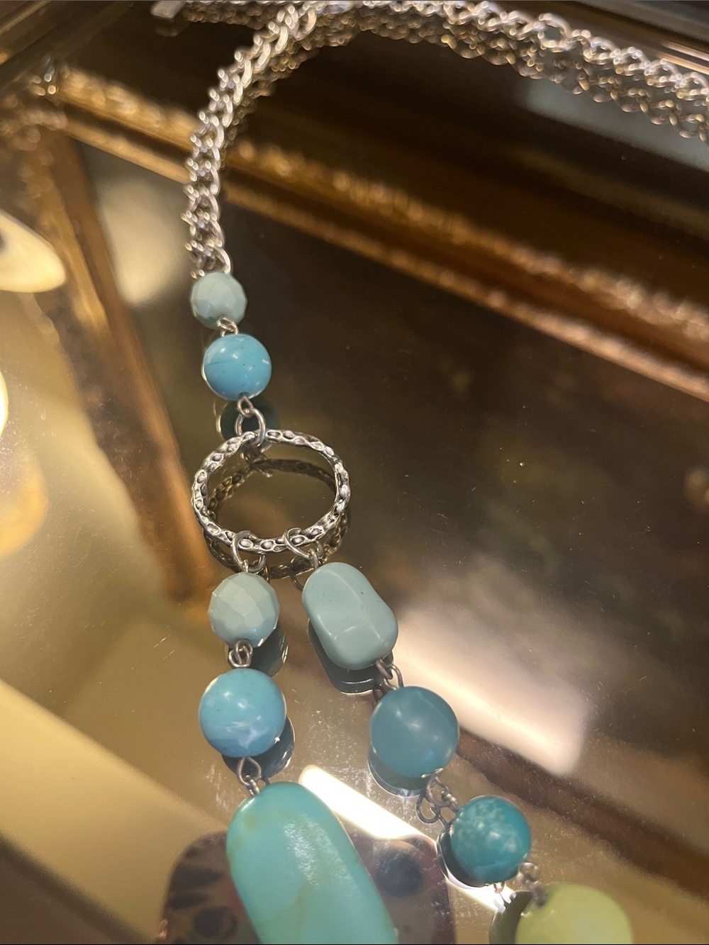 Long Silver and Turquoise Necklace - Picture 4 of 7